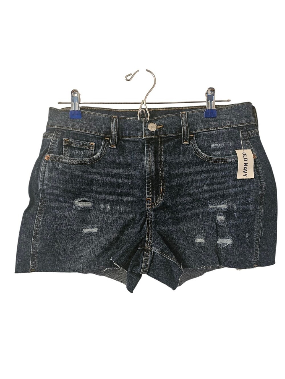 Blue Old Navy Women's Mid-Rise Boyfriend Ripped Cut-Off Denim Shorts